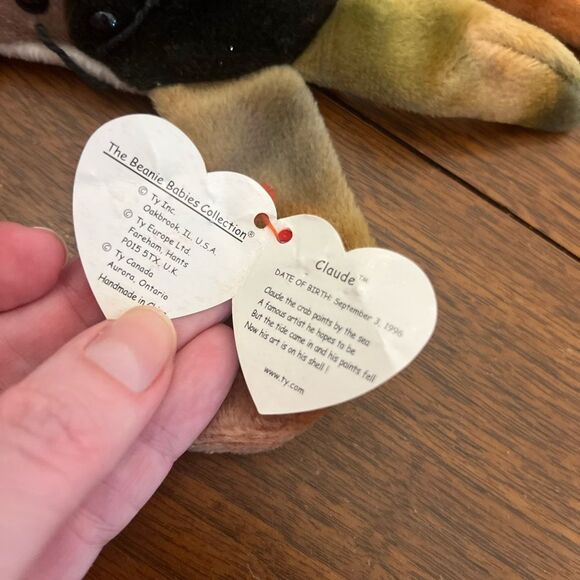 Very Rare Ty Beanie Babies Claude the Crab 1996 Original Retired with Errors - Picture 3 of 9